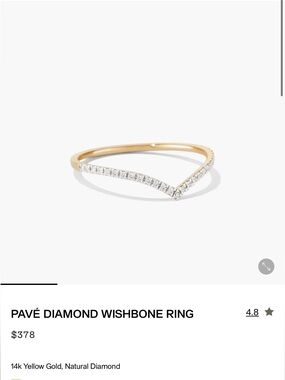 Pavé diamond wishbone ring size 7